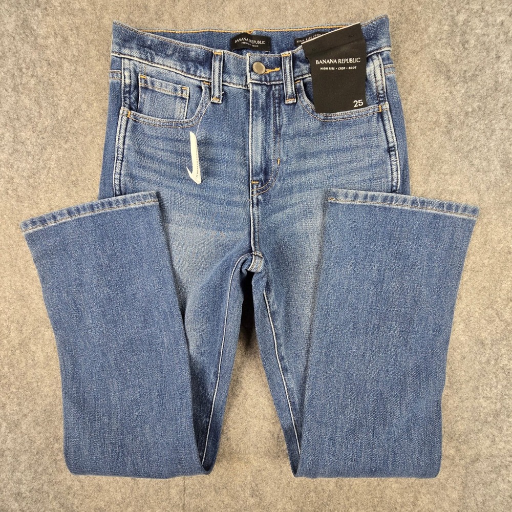 Banana Republic Jeans Womens 25 Blue High Rise Crop Boot Premium Denim New